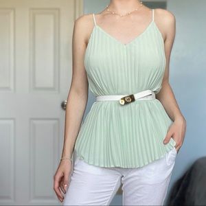 Small Mint/Sage Green Pleated Camisole Top